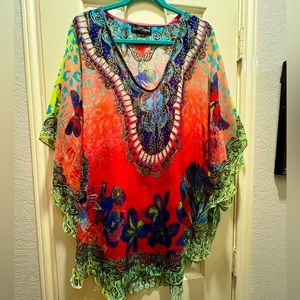 Sheer butterfly ornamental, kimono, cover-up